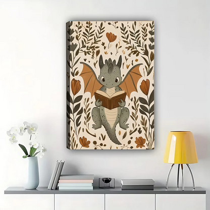 Reading Dragon Framed Wall Art - Whimsical Nursery Decor|W1074
