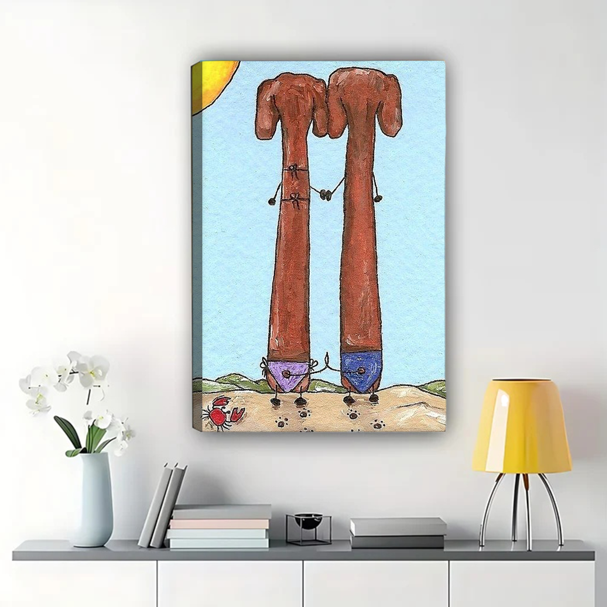 Beach Dogs Wall Art - Whimsical Coastal Dog Lover Print|W1195