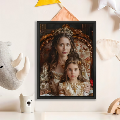 Custom Mother Daughter Portrait - Royal Renaissance Canvas Wall Art