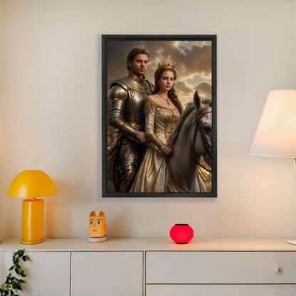 Custom Royal Knight Portrait from Photo – Personalized Medieval Canvas Wall Art