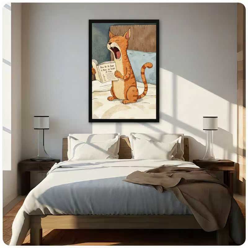 Funny Cat Yelling Watercolor Canvas Art w6615