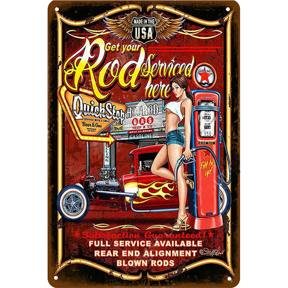 8x12 Pin-Up Girl Metal Sign – Retro Tin Wall Art for Garage & Bar Decor | Tin & Time Co. #3008