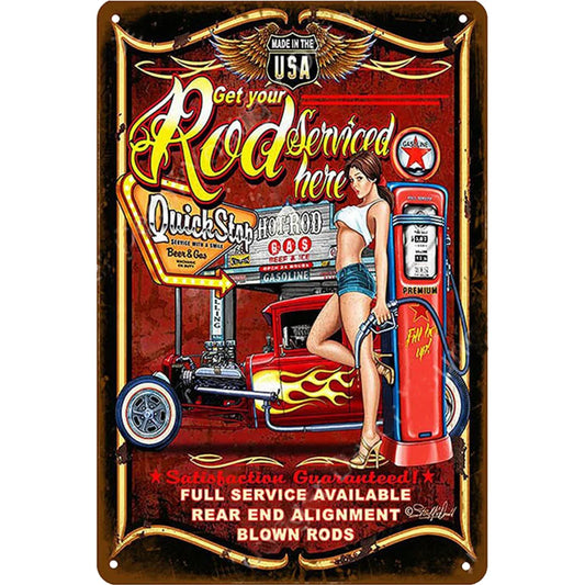 8x12 Pin-Up Girl Metal Sign – Retro Tin Wall Art for Garage & Bar Decor | Tin & Time Co. #3008