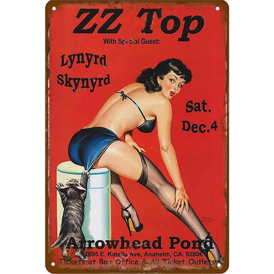 8x12 Pin-Up Girl Metal Sign – Retro Tin Wall Art for Garage & Bar Decor | Tin & Time Co. #3009