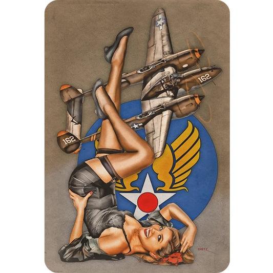 8x12 Pin-Up Girl Metal Sign – Retro Tin Wall Art for Garage & Bar Decor | Tin & Time Co. #3013