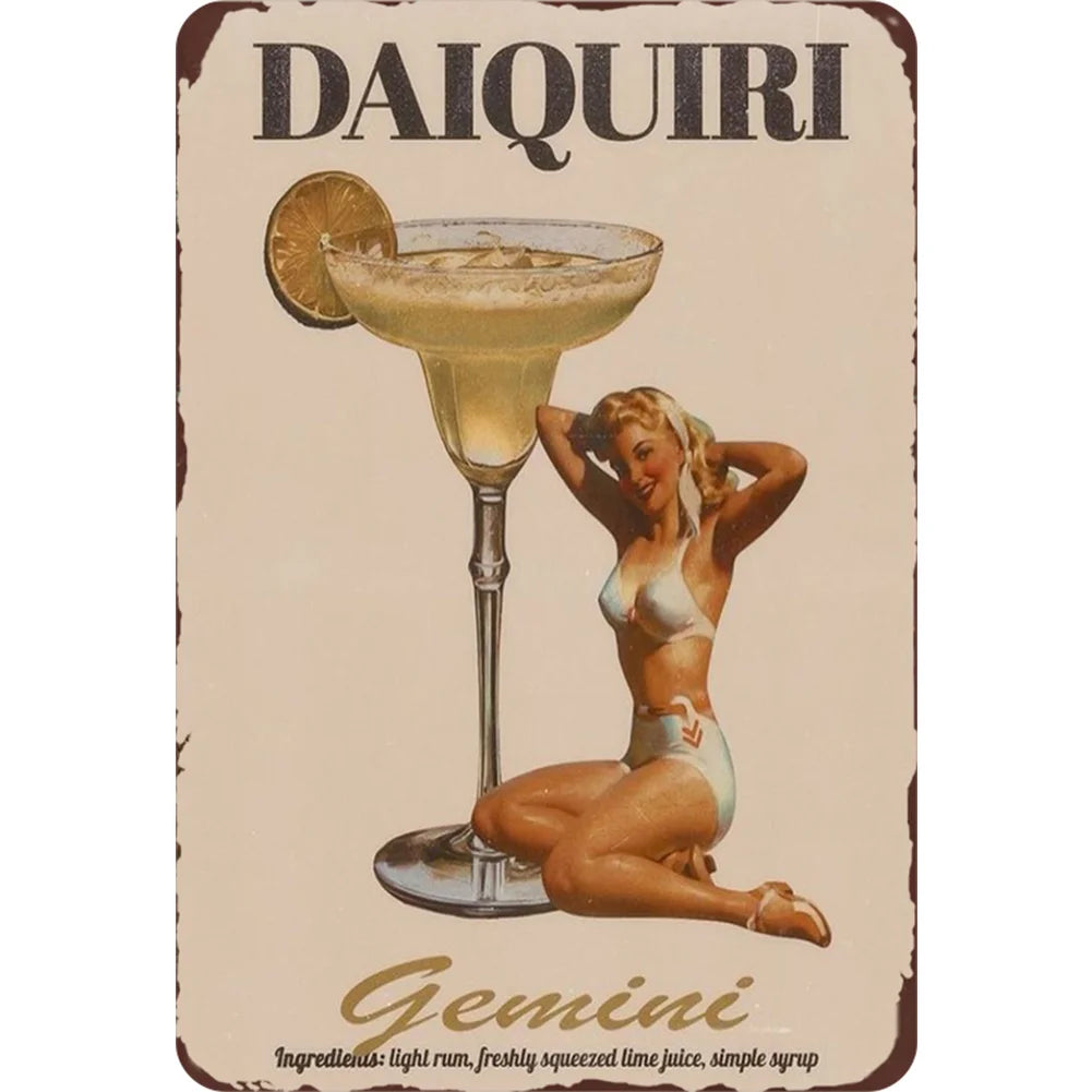 8x12 Pin-Up Girl Metal Sign – Retro Tin Wall Art for Garage & Bar Decor | Tin & Time Co. #3041