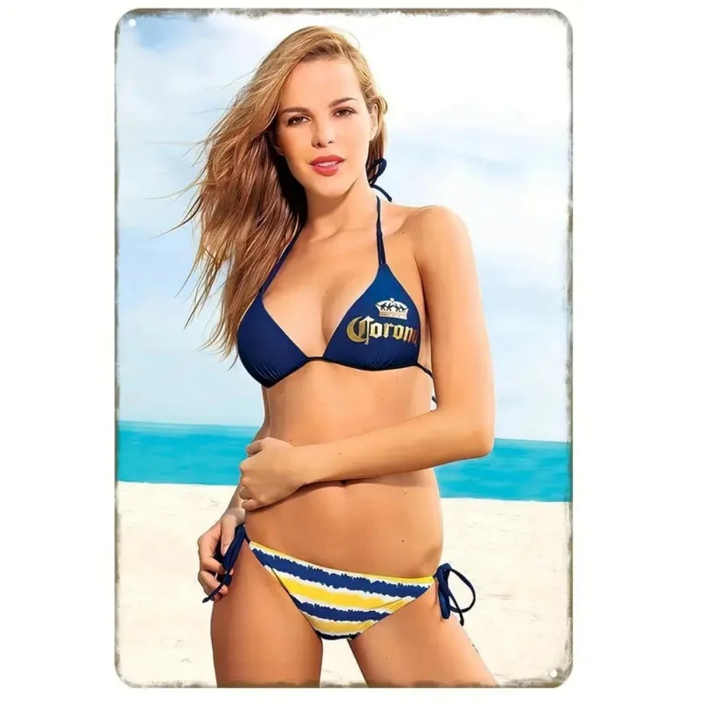 8x12 Pin-Up Girl Metal Sign – Retro Tin Wall Art for Garage & Bar Decor | Tin & Time Co. #3042