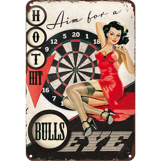 8x12 Pin-Up Girl Metal Sign – Retro Tin Wall Art for Garage & Bar Decor | Tin & Time Co. #3059