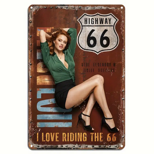 8x12 Pin-Up Girl Metal Sign – Retro Tin Wall Art for Garage & Bar Decor | Tin & Time Co. #3066