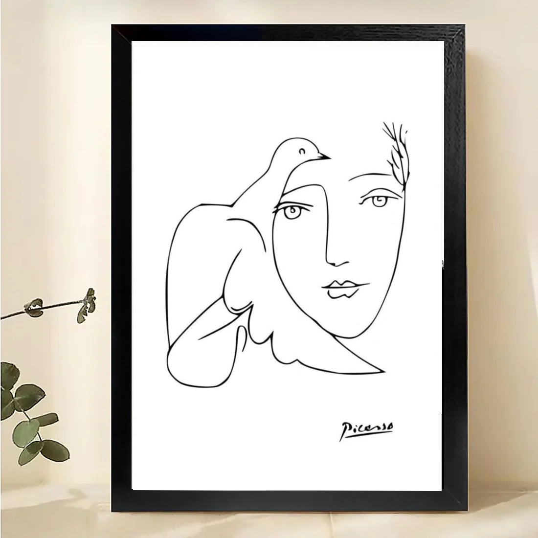 Peace Dove Line Art Print – Picasso Style Minimalist Canvas Wall Decor| w1509