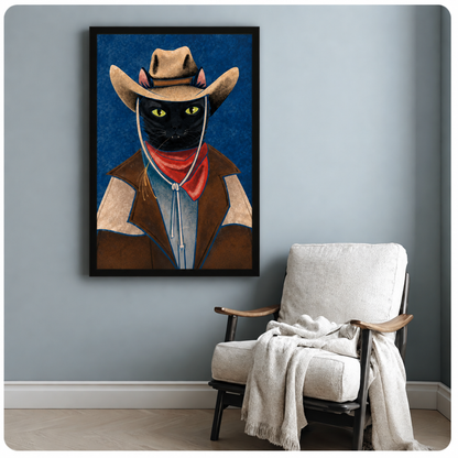 Cowboy Black Cat Canvas Art w3408