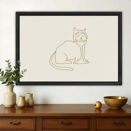 Sitting Cat Minimalist Line Art Print- Modern Pet Wall Decor Bedroom Cat Lover Art | W811