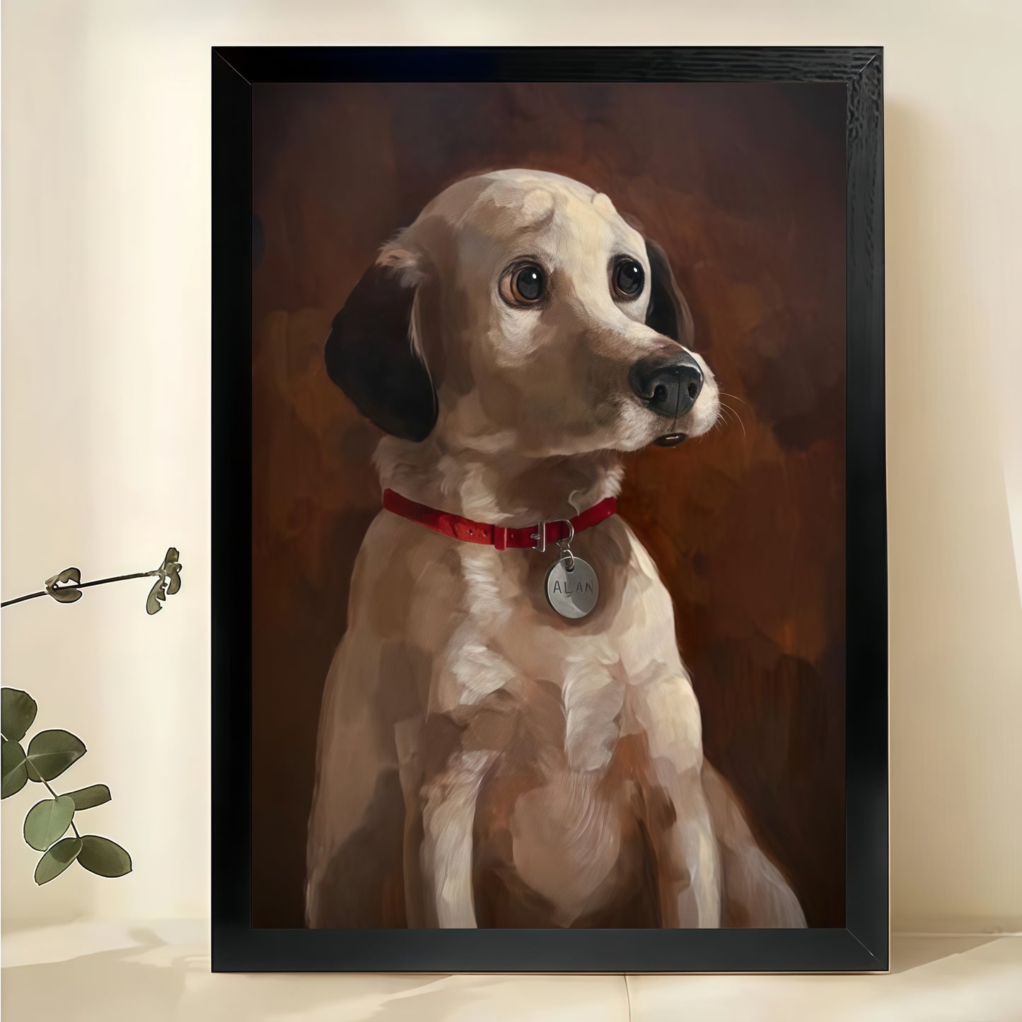 Vintage Labrador Retriever – Classic Oil Painting Style Wall Art on Natural Wood Canvas | W889