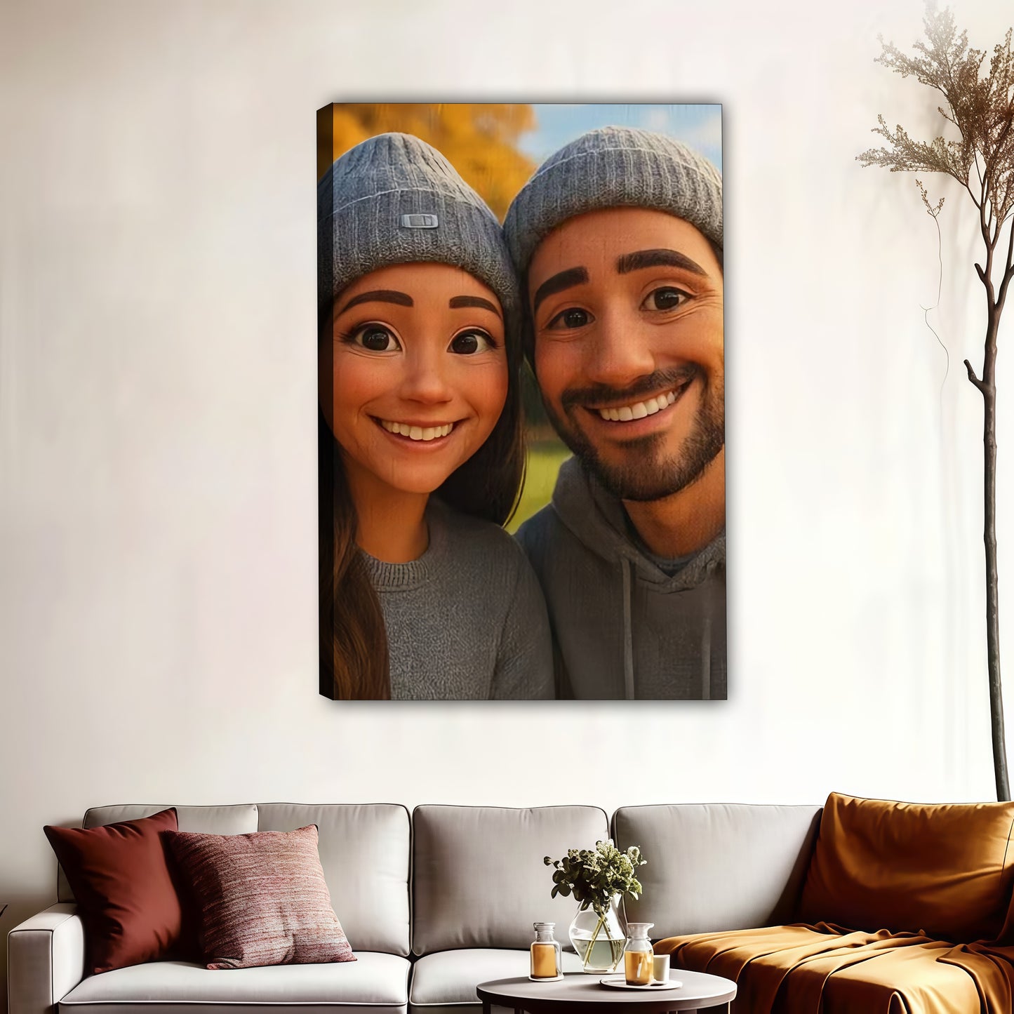 Luxury Custom Cartoon Portrait from Photo - Personalized Comic Style Art for Individuals, Couples & Families - Timeless Hand-Drawn Style Canvas