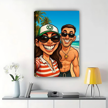 Custom Cartoon Family Portrait from Photo - Personalized Canvas Art
