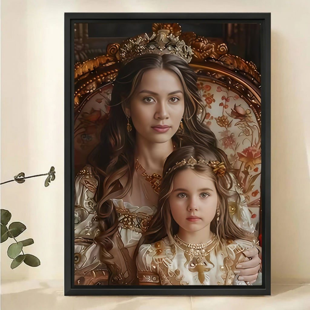 Custom Mother Daughter Portrait - Royal Renaissance Canvas Art