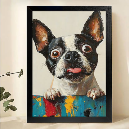 Hand-Painted Dog Canvas Art -Whimsical Pet Wall Decor| W531
