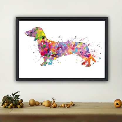 Watercolor Rainbow Dachshund Canvas Art - Vibrant Wiener Dog Wall Decor| W536