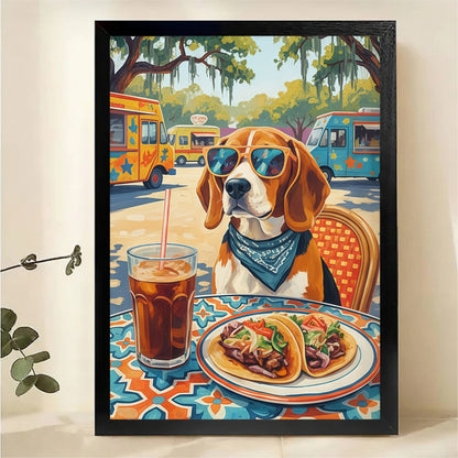 Beagle Taco Lover Wall Art - Funny Dog Kitchen Decor Print|W1081
