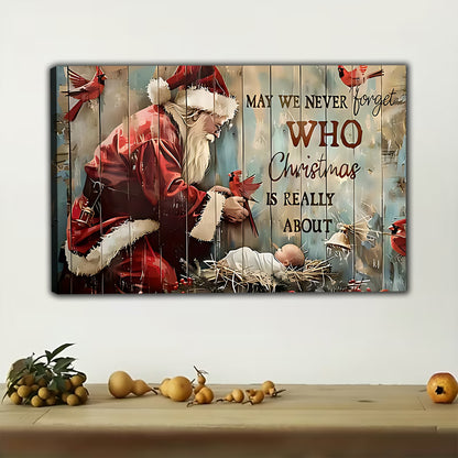 The Festive Who Santa Scene – Whimsical Christmas Wall Art on Natural Wood Grain Canvas | W494