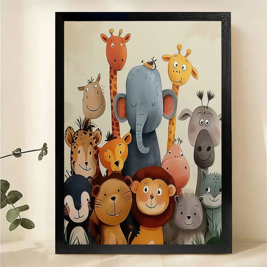Safari Animals Group Wall Art - Cute Nursery Decor Print|W1087