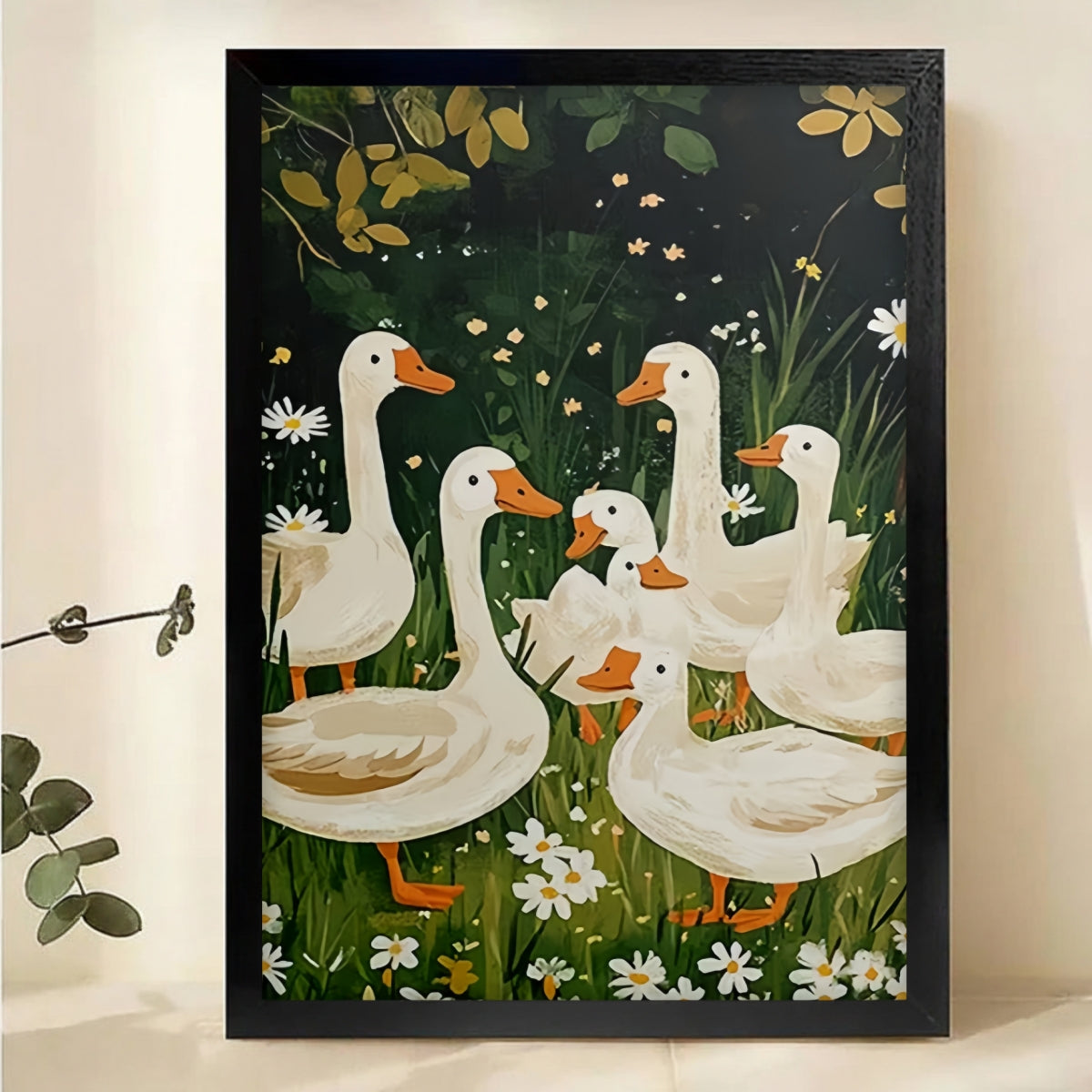 White Ducks Garden Art - Farmhouse Cottage Wall Decor|W1113