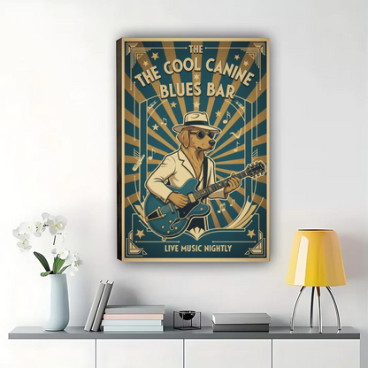 Cool Canine Blues Bar Poster - Vintage Dog Music Wall Art| W1050