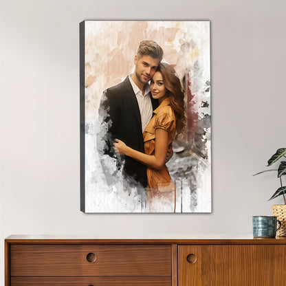 Custom Watercolor Portrait from Photo Personalized Canvas Wall Art