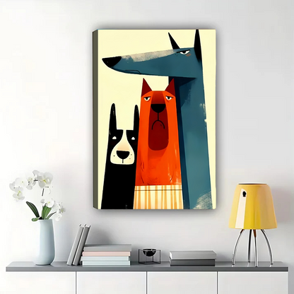 Colorful Dog Trio Wall Art - Abstract Pet Portrait|W1264