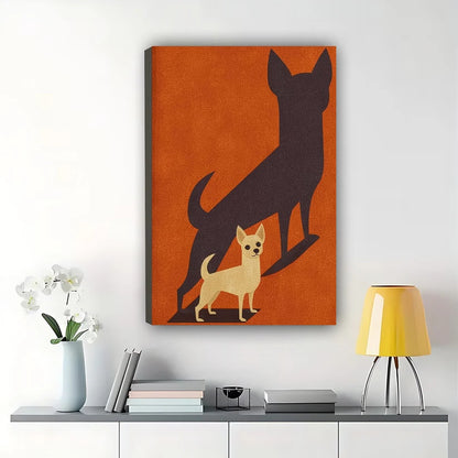 Chihuahua Silhouette Wall Art – Modern Orange Dog Canvas Print (Unframed, Rolled) | W2083