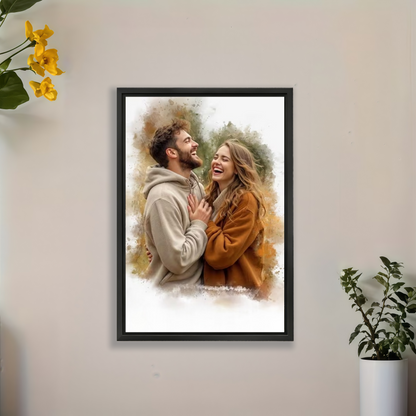 Custom Watercolor Portrait from Photo Personalized Canvas Wall Art