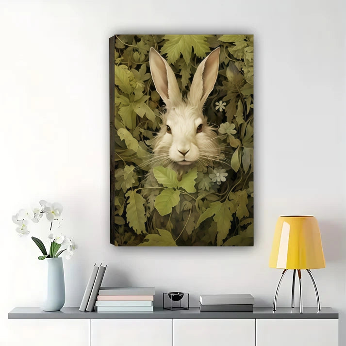Rabbit in Garden Wall Art - Woodland Bunny Nature Print| W1043