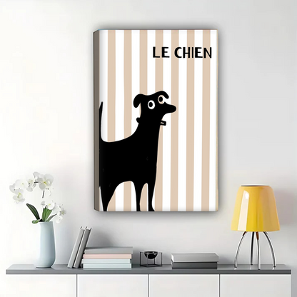 Le Chien French Dog Wall Art - Minimalist Black Silhouette Canvas Print|W1322