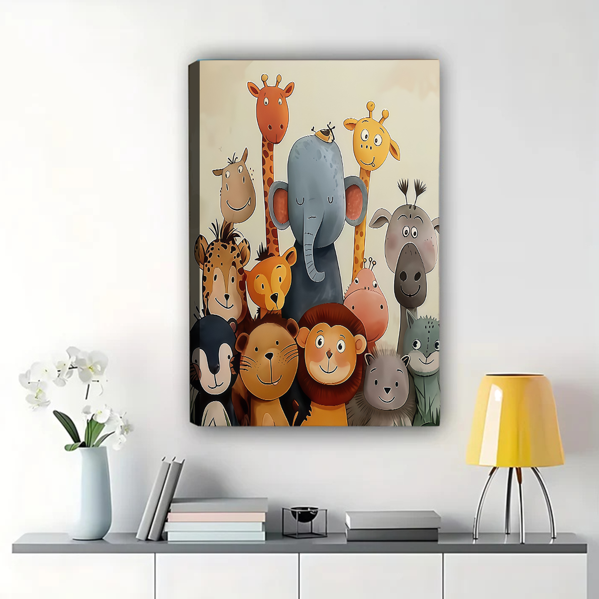 Safari Animals Group Wall Art - Cute Nursery Decor Print|W1087