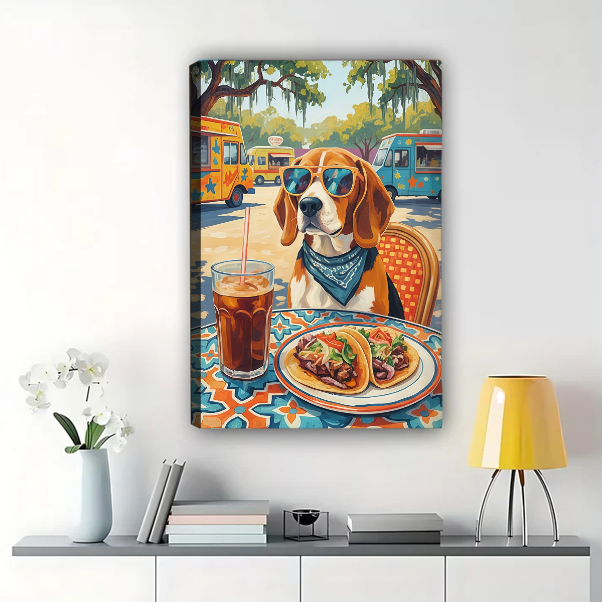 Beagle Taco Lover Wall Art - Funny Dog Kitchen Decor Print|W1081