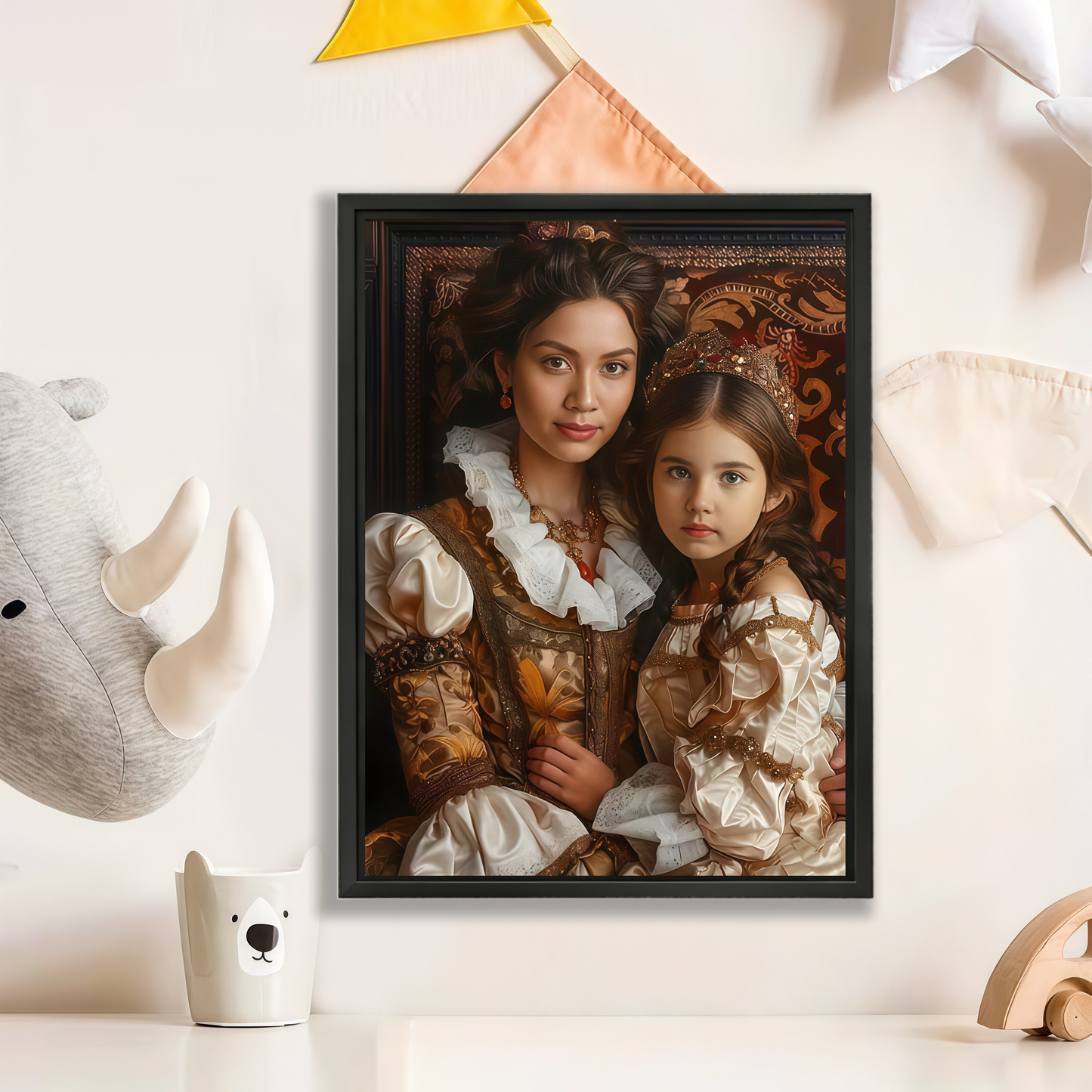 Custom Mother Daughter Portrait - Royal Renaissance Canvas Wall Art