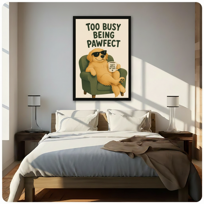 Pawfect Golden Retriever Funny Poster Canvas Art w6616