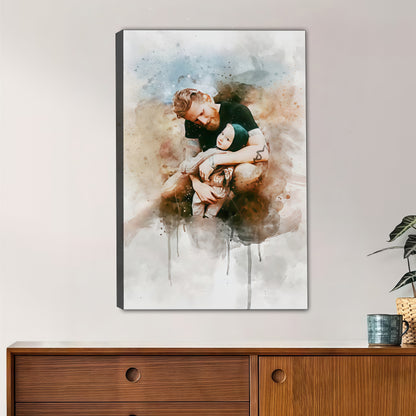 Custom Watercolor Portrait from Photo Personalized Canvas Wall Art