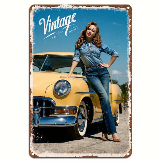8x12 Classic Car Metal Sign – Vintage Tin Wall Art for Auto Fans & Garages | Tin & Time Co. #4004