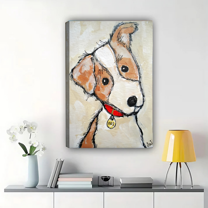 Curious Dog with Tilted Head Wall Art - Whimsical Pet Portrait Print|W1317