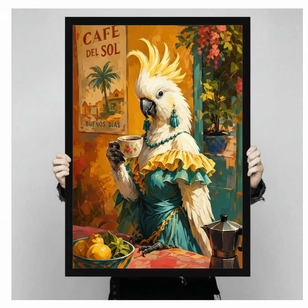 Tropical Cockatoo Cafe Canvas Wall Art w7118