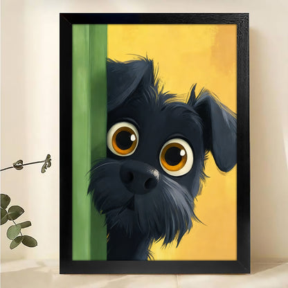Mysterious Black Dog Minimalist Canvas Art - Sleek Canine Wall Decor | W532