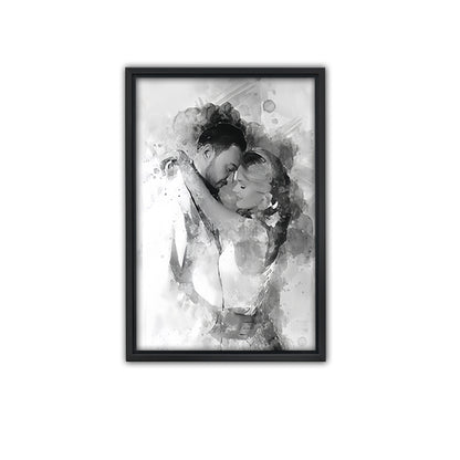 Custom Black and White Watercolor Portrait from Photo  – A Timeless Custom Gift