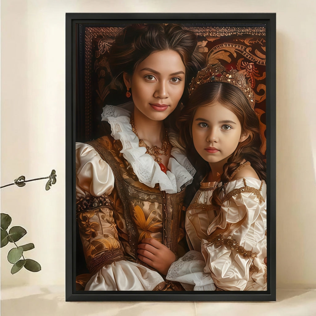 Custom Mother Daughter Portrait - Royal Renaissance Canvas Art