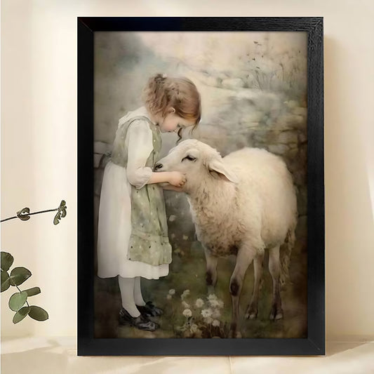 Pastoral Sheep Figure Canvas Wall Art - Rustic Home Decor|W540