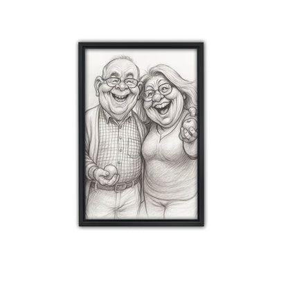 Luxury Custom Black and White Caricature Portrait - Personalized Timeless Gift for Individuals, Couples &amp; Families - Hand-Drawn Style Canvas