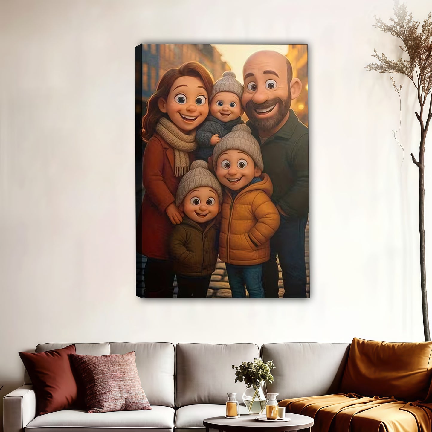 Luxury Custom Cartoon Portrait from Photo - Personalized Comic Style Art for Individuals, Couples & Families - Timeless Hand-Drawn Style Canvas