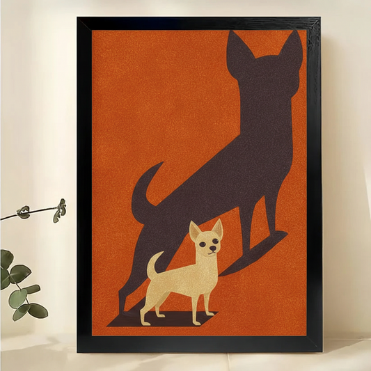 Chihuahua Silhouette Wall Art – Modern Orange Dog Canvas Print (Unframed, Rolled) | W2083