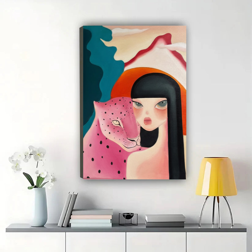 Pink Leopard Wall Art – Modern Woman   Leopard Canvas Print W1520