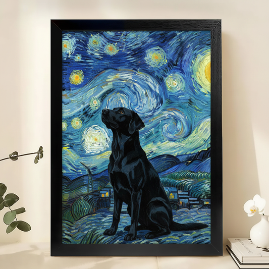 Starry Night Inspired Dog Canvas Art – Elegant Pet Wall Decor | W1000